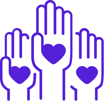 illustration of three hands in the air